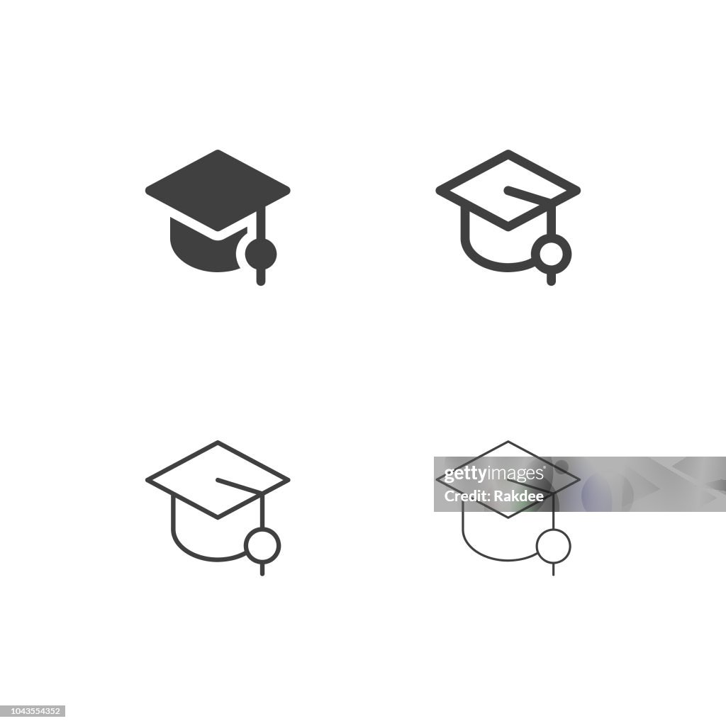 Graduation Hat Icons - Multi Series