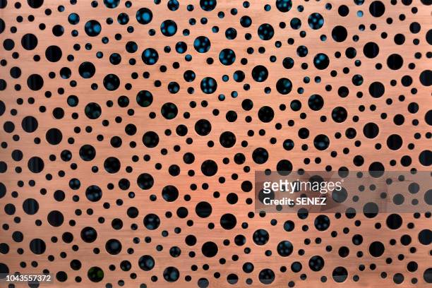 copper surface background texture - zaun mit loch stock-fotos und bilder