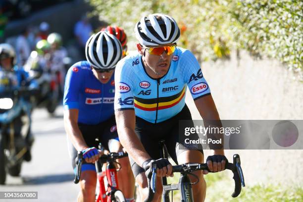 Greg Van Avermaet of Belgium / Damiano Caruso of Italy / Omar Fraile of Spain / during the Men Elite Road Race a 258,5km race from Kufstein to...