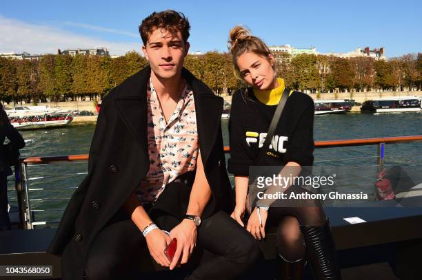 Marie Ange Casta and Francisco Lachowski attend Le Defile L'Oreal Paris as part of Paris Fashion Week Womenswear Spring/Summer 2019 on September 30,...