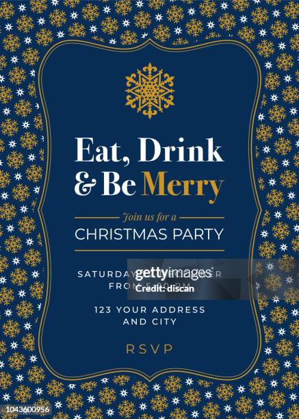 bildbanksillustrationer, clip art samt tecknat material och ikoner med inbjudan till jul med snowflake mönster - christmas party invitation