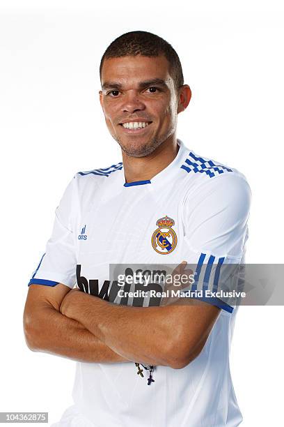 Pepe of Real Madrid poses during the official portrait session at Valdebebas training ground on September 22, 2010 in Madrid, Spain.