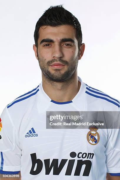 Raul Albiol of Real Madrid poses during the official portrait session at Valdebebas training ground on September 22, 2010 in Madrid, Spain.