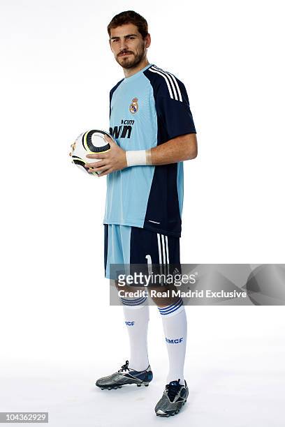 Iker Casillas of Real Madrid poses during the official portrait session at Valdebebas training ground on September 22, 2010 in Madrid, Spain.