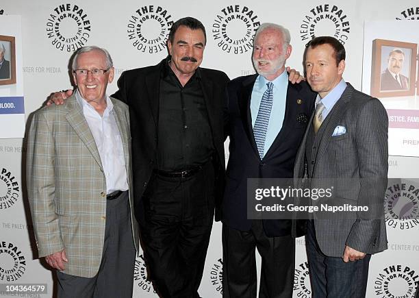 Actors Len Cariou, Tom Selleck, Leonard Goldberg and Donnie Wahlberg attend the "Blue Bloods" Screening at The Paley Center for Media on September...