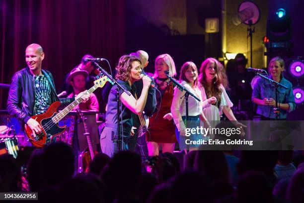 Brandi Carlile, Liz Longley, Courtney Marie Andrews and Kanene Donehey Pipkin of The Lone Bellow perform at City Winery Nashville on September 23,...
