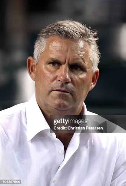 Executive Vice President & General Manager Kevin Towers of the Arizona Diamondbacks attends the Major League Baseball game against the Colorado...
