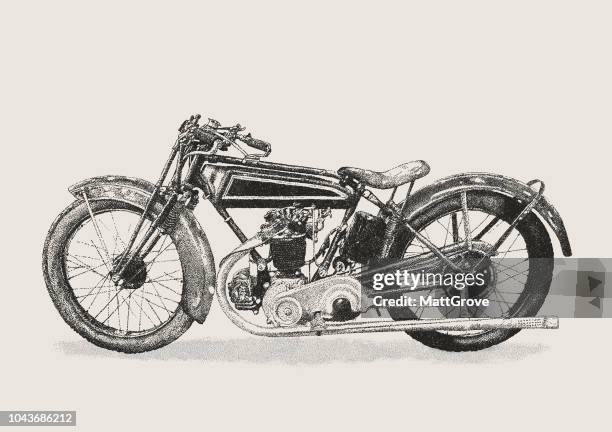 老式摩托車 - vintage motorcycle 幅插畫檔、美工圖案、卡通及圖標