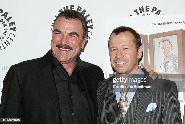 Actors Tom Selleck and Donnie Wahlberg attend the "Blue Bloods" screening at The Paley Center for Media on September 22, 2010 in New York City.