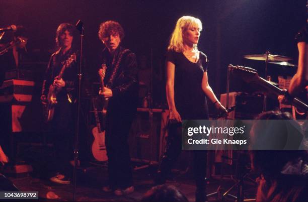 Debbie Harry, Gary Valentine, Frank Infante, Jimmy Destri, Blondie, Paradiso, Amsterdam, Netherlands, 19th November 1977.