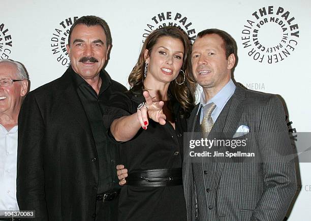 Actors Tom Selleck, Bridget Moynahan and Donnie Wahlberg attend the "Blue Bloods" screening at The Paley Center for Media on September 22, 2010 in...