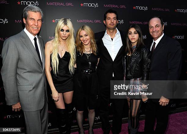 Macy's Chairman, President and CEO Terry Lundgren, Taylor Momsen, Madonna, Guy Oseary, Lola Leon and CEO of Iconix Brand Group, Inc. Neil Cole attend...