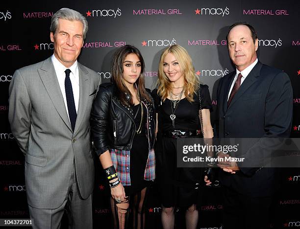 Macy's Chairman, President and CEO Terry Lundgren, Lola Leon, Madonna and CEO of Iconix Brand Group, Inc. Neil Cole attend the launch of "Material...