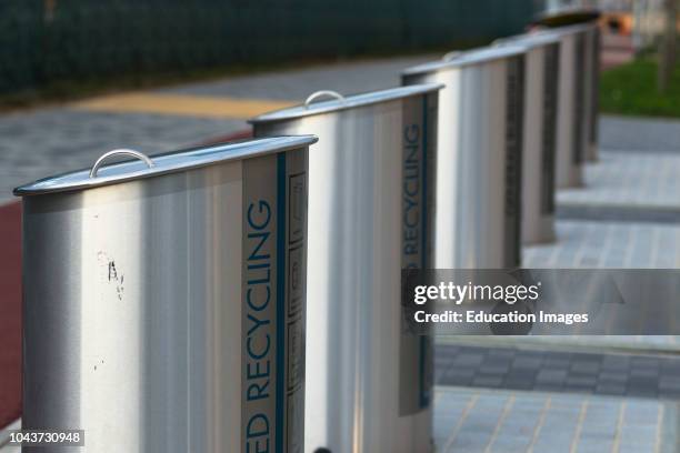 Biggest underground bin system in UK at new Cambridge district Eddington no wheelie bins, steel bin chutes to large underground chamber.