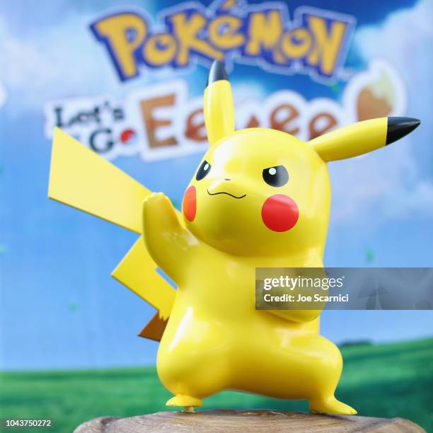 Pikachu on display during Pikachu And Eevee Embark on a Road Trip Across the U.S. To Demo New Pokemon Game on September 29, 2018 in Santa Monica,...