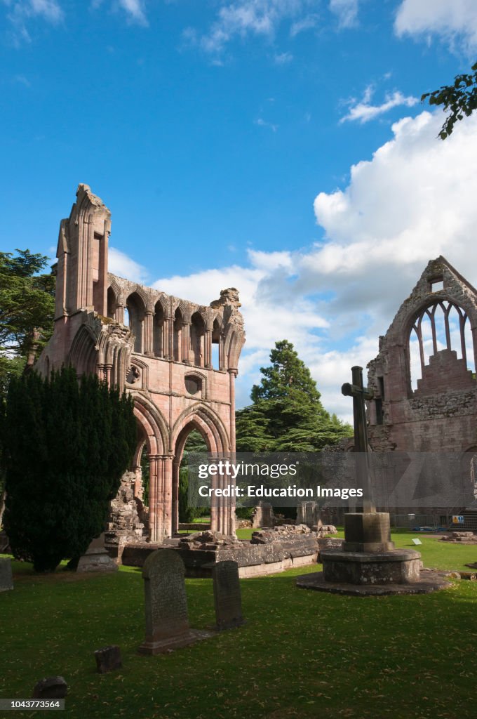The ruined medieval architecture of Dryburgh Abbey in the Scottish borders, Dryburgh, Scotland