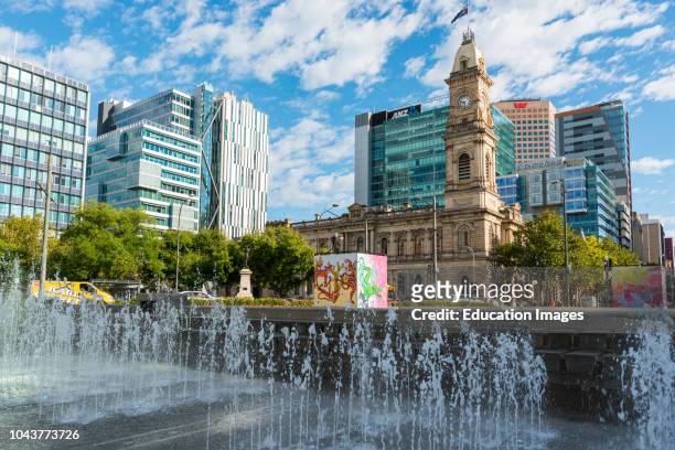 Adelaide city skyline seen from Victoria square South Australia.