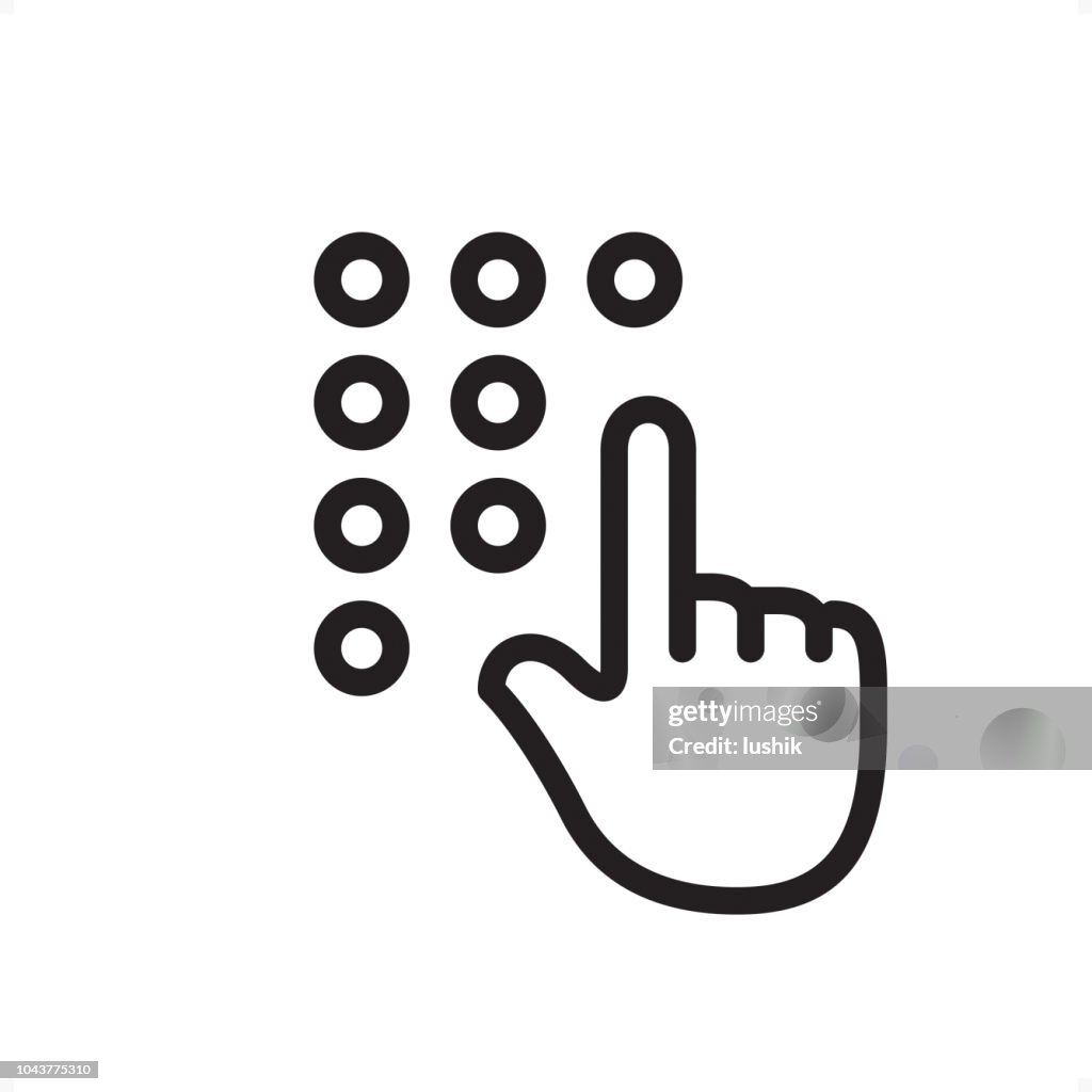 Hand Entering Passcode - Outline Icon - Pixel Perfect