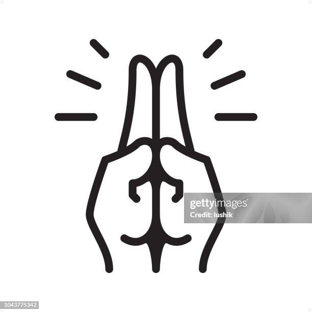 gefalteten händen - übersicht-symbol - pixel perfect - praying stock-grafiken, -clipart, -cartoons und -symbole