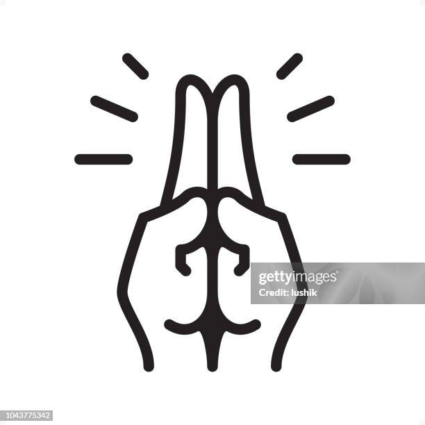 folded hands - outline icon - pixel perfect - praying stock illustrations
