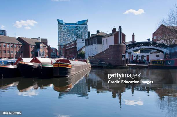 Gas street basin in central Birmingham, England.