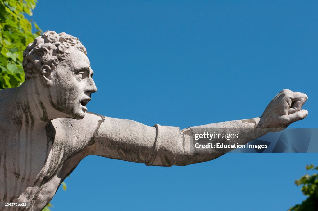Statue guarding the entrance of the Mirabell Palace gardens in Salzburg, Austria