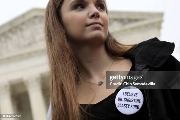 Protesters rally in front of the Supreme Court while demonstrating against the confirmation of Judge Brett Kavanaugh to the court September 24, 2018...