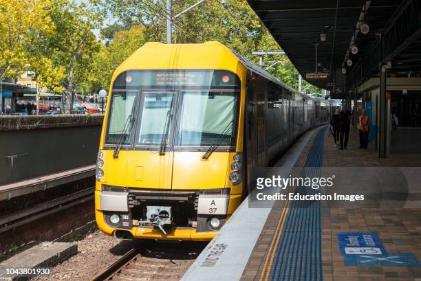 Train arriving at Central station, Sydney, New South Wales, Australia.
