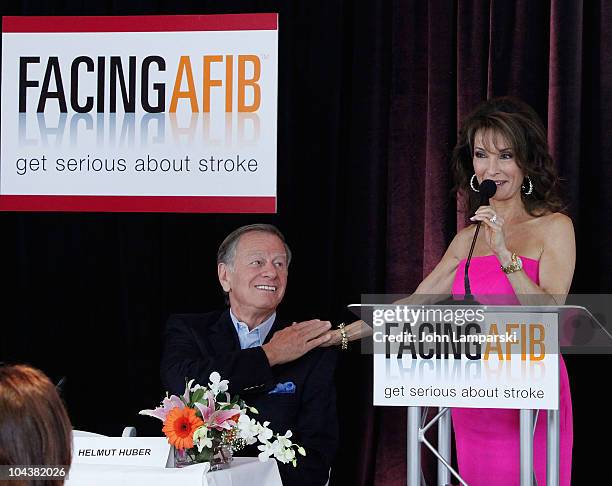 Helmut Huber and Susan Lucci attend the Facing AFib press conference at Pulse Restaurant on September 23, 2010 in New York City.