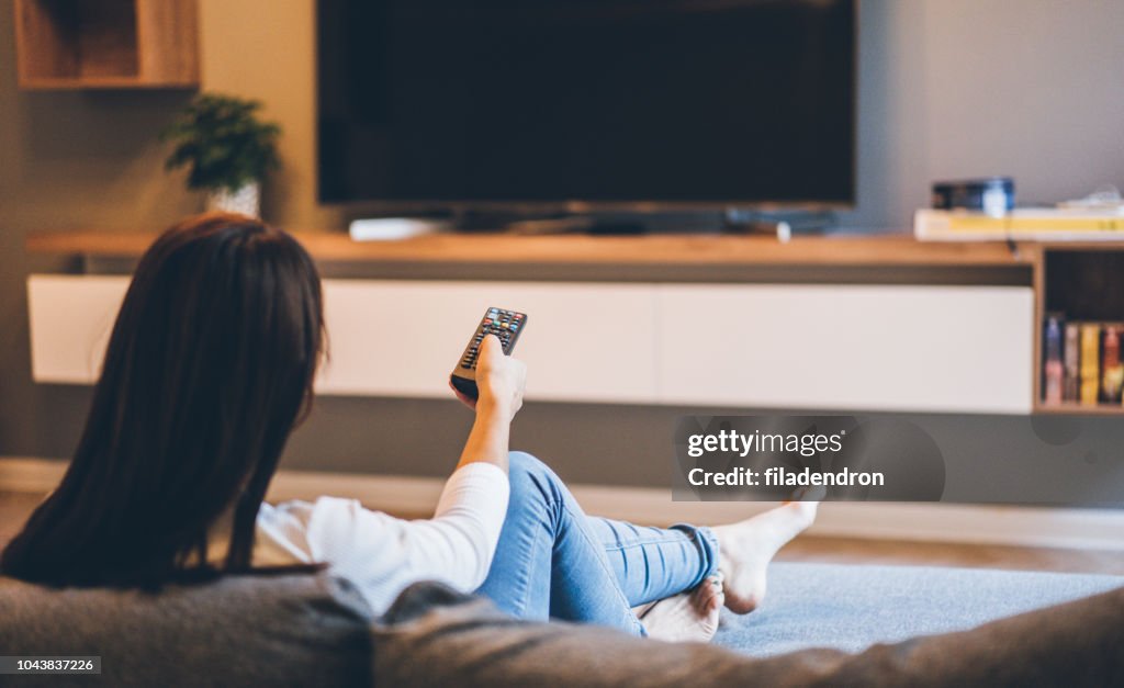 Woman watching TV