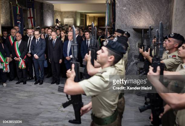 German Minister of Foreign Affairs Heiko Maas and the Italian Minister of Foreign Affairs, Enzo Moavero Milanesi, visit the memorial to the victims...