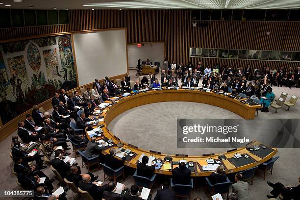 Secretary General Ban Ki-Moon speaks at a Security Council meeting on the maintenance of international peace and security at the United Nations on...