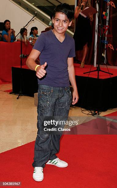 Adrian Alonso poses for the camera during the presentation of the Mexican film De La Infancia as part of the second international film festival in...