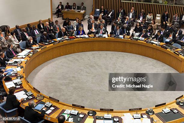 Secretary of State Hillary Clinton speaks at a Security Council meeting on the maintenance of international peace and security at the United Nations...