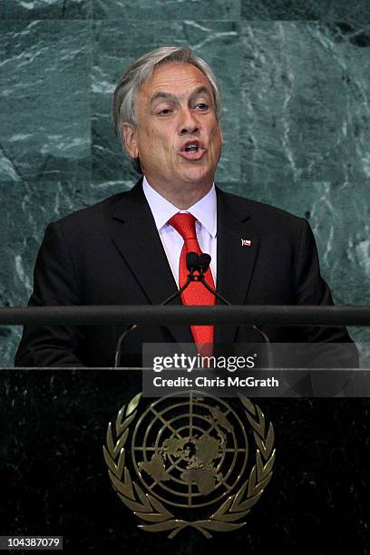 Sebastián Pinera Echenique, President of the Republic of Chile addresses the 65th session of the General Assembly at the United Nations on September...