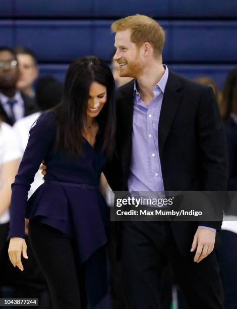 Meghan, Duchess of Sussex and Prince Harry, Duke of Sussex attend the Coach Core Awards held at Loughborough University on September 24, 2018 in...