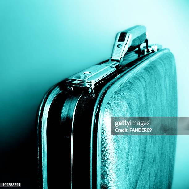 cartella blu - suitcase close foto e immagini stock