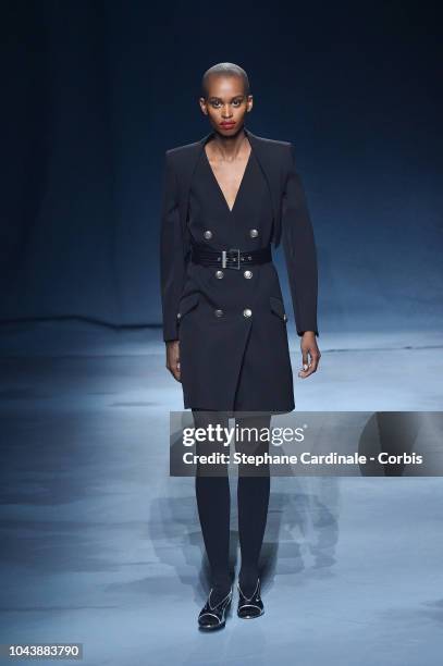 Model walks the runway during the Givenchy show as part of the Paris Fashion Week Womenswear Spring/Summer 2019 on September 30, 2018 in Paris,...