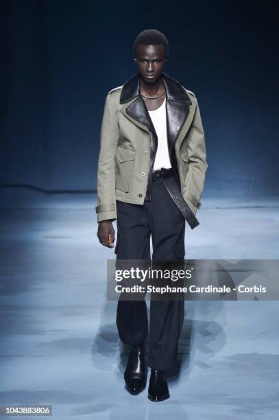 Model walks the runway during the Givenchy show as part of the Paris Fashion Week Womenswear Spring/Summer 2019 on September 30, 2018 in Paris,...