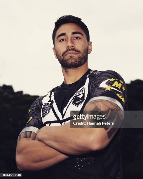 Shaun Johnson of the New Zealand Kiwis poses for a portrait during the New Zealand Kiwis and Kiwi Ferns team naming media conference at NZRL...