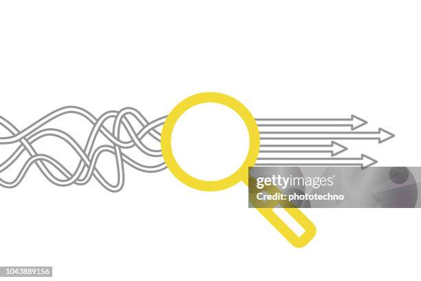 solution concept with magnifying glass - man solid background stock illustrations