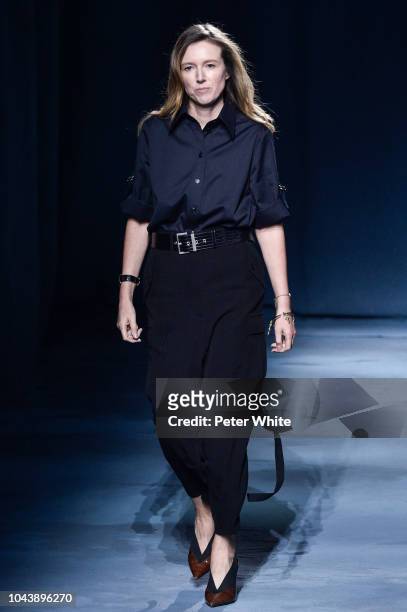 Fashion designer Clare Waight Keller walks the runway during the Givenchy show as part of the Paris Fashion Week Womenswear Spring/Summer 2019 on...