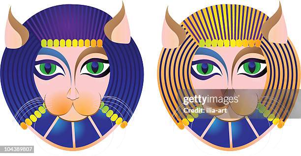 bastet - egyptian divinity - pure bred cat stock illustrations
