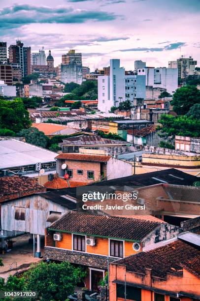 panoramic view of the city and its houses, in asunción, paraguay. - asuncion paraguay stock pictures, royalty-free photos & images