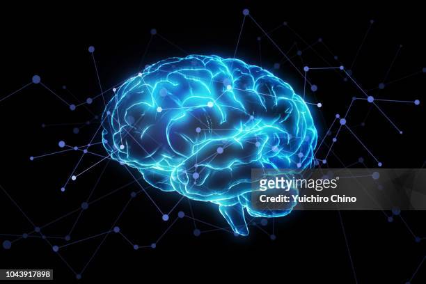 artificial intelligence brain network - digital brain stock-fotos und bilder