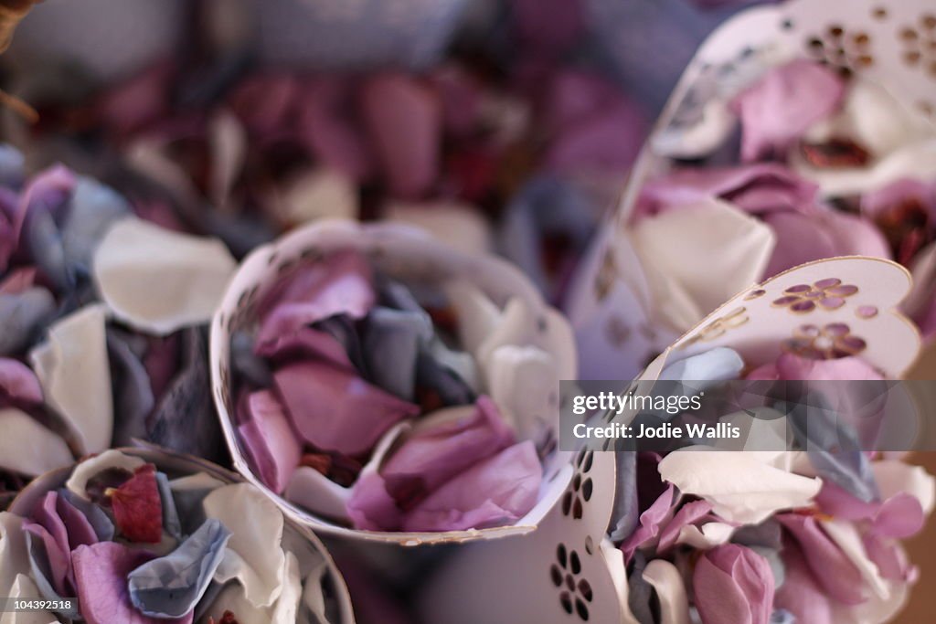 Wedding confetti in cones