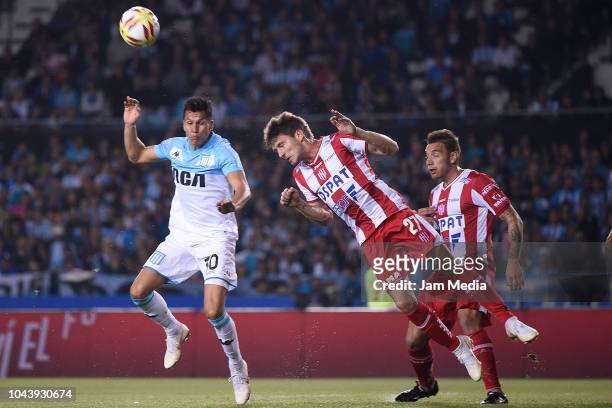 Leonardo Sigali of Racing Club fights for the ball with Franco Soldado of Union during a match between Racing Club and Union as part of Superliga...