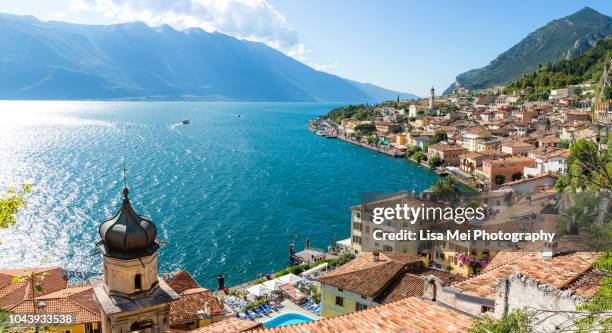 the most beautiful town in lake garda - limone sul garda - lake garda stock pictures, royalty-free photos & images