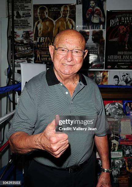 Boxing cornerman Angelo Dundee attends the ribbon cutting ceremony for the 5th Street Gym Re-Opening on September 23, 2010 in Miami Beach, Florida.