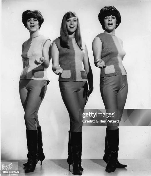 The Shangri-Las, L-R Mary Ann Ganser, Mary Weiss and Marge Ganser pose for a studio group portrait in 1965 in the United States.